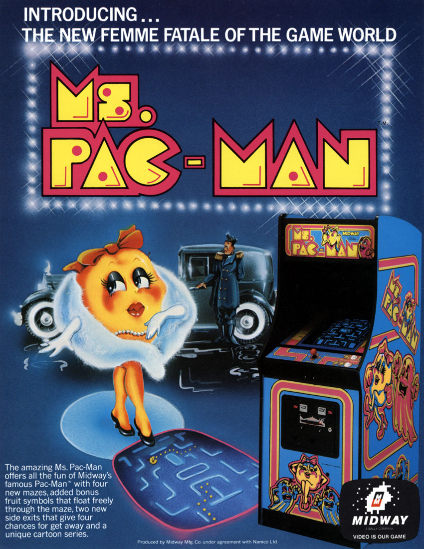 Ms. Pac-Man Arcade Flier Flyer